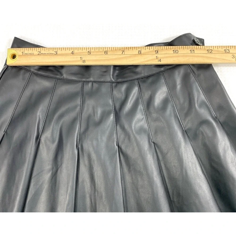 Kendall & Kylie Faux‎ Leather Skirt Womens XS Pleated Black Preppy Goth